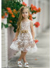 White Embroidered Organza Short Rustic Flower Girl Dress White Embroidered Organza Short Rustic Flower Girl Dress